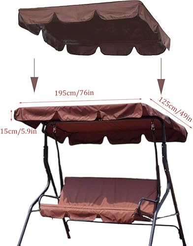Miniatura 7 de Cubierta de repuesto para toldo de columpio de patio, 3 fundas de asiento para porche, jardín (café64 x 44 x 5.9)