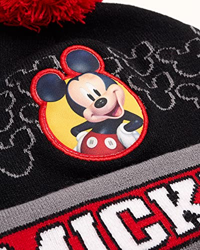 Image of Disney Boys' Winter Hat - 2 Pack Lightning McQueen Pom Pom Beanie or Mickey Mouse Hat (4-7) | Soft, stretchy fabric for a cozy, comfortable everyday fit.