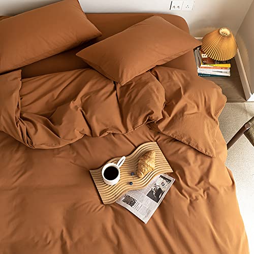 Luxlovery HU-XI-63 Pumpkin Color Comforter Set Queen Rust Comforter Bedding Set Full Burnt Orange Caramel Soft Blanket Quilts Pumpkin Brown Terracotta Comforter thumb #6