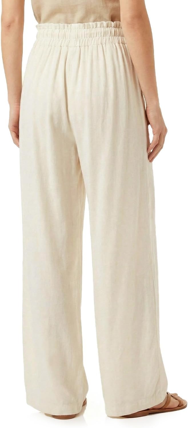 Zylioo Linen Pants for Tall Women 6Ft Height, Smocked Waist Straight Leg Relaxed Vacation Trousers
