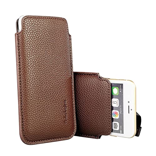 iPhone 8 iPhone 7 IPhone 6 6S 4.7 Sleeve , [ Minimalism ] Elastic Pull Strap , Synthetic Leather Protective Sleeve Pouch Cover Case , Professional Executive Case Design . - Brown