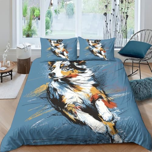 Housse de couette Doberman 3D microfibre ultra douce parure de lit Super King 260x220cm