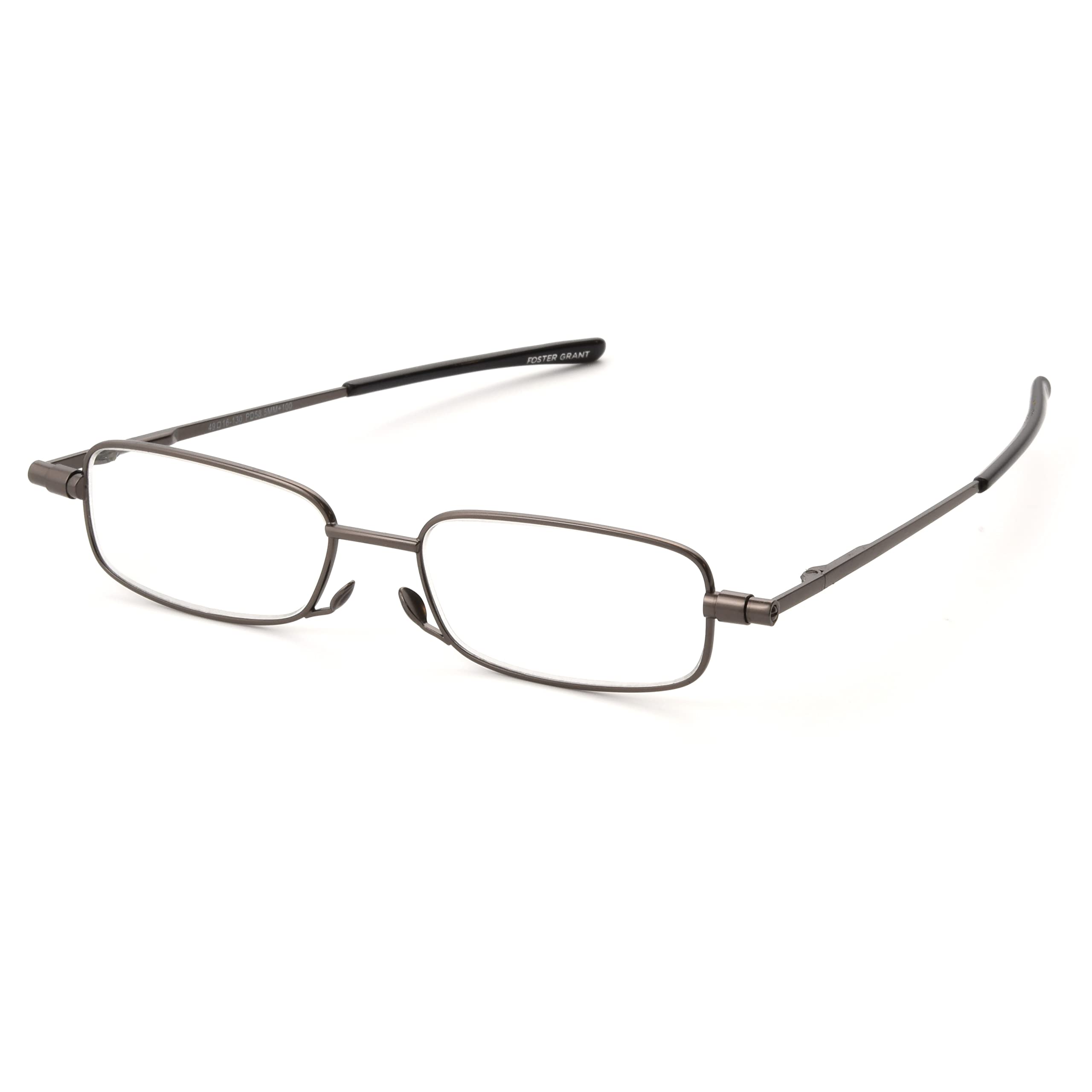 Foster GrantGavin Fold Flat 1017258-250.COM Rectangular Readers, Gunmetal, 2.5