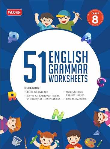 Image of MTG 51 English Grammar Worksheets Class 8 - Grammar Work books to practice English concepts in interactive way (Based on CBSE /NCERT)