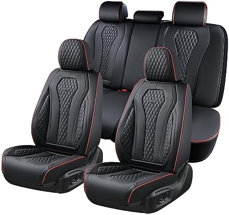 Coverado Autositzbezüge, Premium Leder Sitzbezug Auto | Wasserdichtes Autositzschoner vordersitze 2 Stück, Universelle Fit für die meisten Limousinen SUV Pick-up Truck B8839 Seat