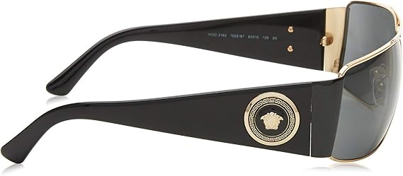 Versace Man Sunglasses Gold Frame, Dark Grey - Polar Lenses, 63MM
