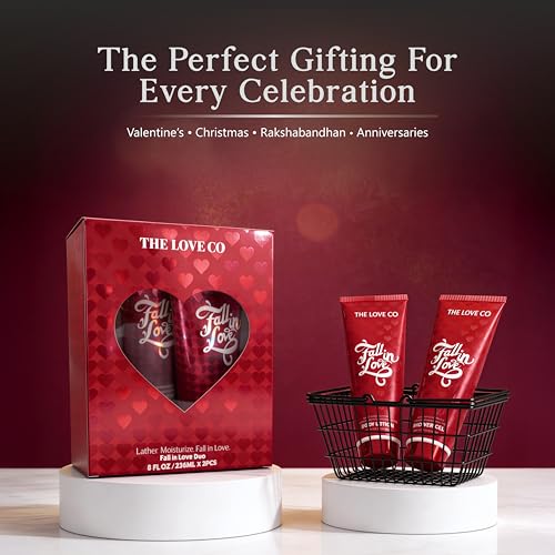 Image of THE LOVE CO. Fall in Love Gift Set for Women | Body Wash and Body Lotion | Luxury Bath & Body Pampering Kit | Birthday, Anniversary & Special Occasion Gift | Premium Vegan Packaging Pack of 2