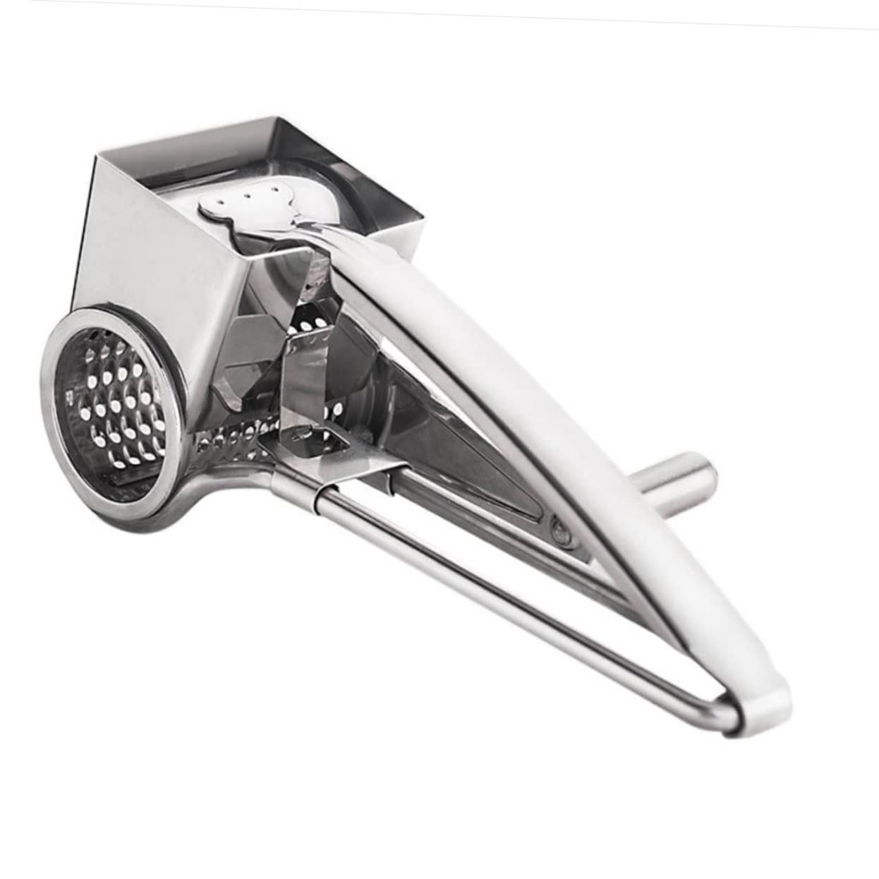 Cabilock Stainless Steel Rotary Cheese Grater Easy Clean Cheese Shredder Nuts Fruits Vegetables Lightweight Dishwasher Safe Grater Silver
