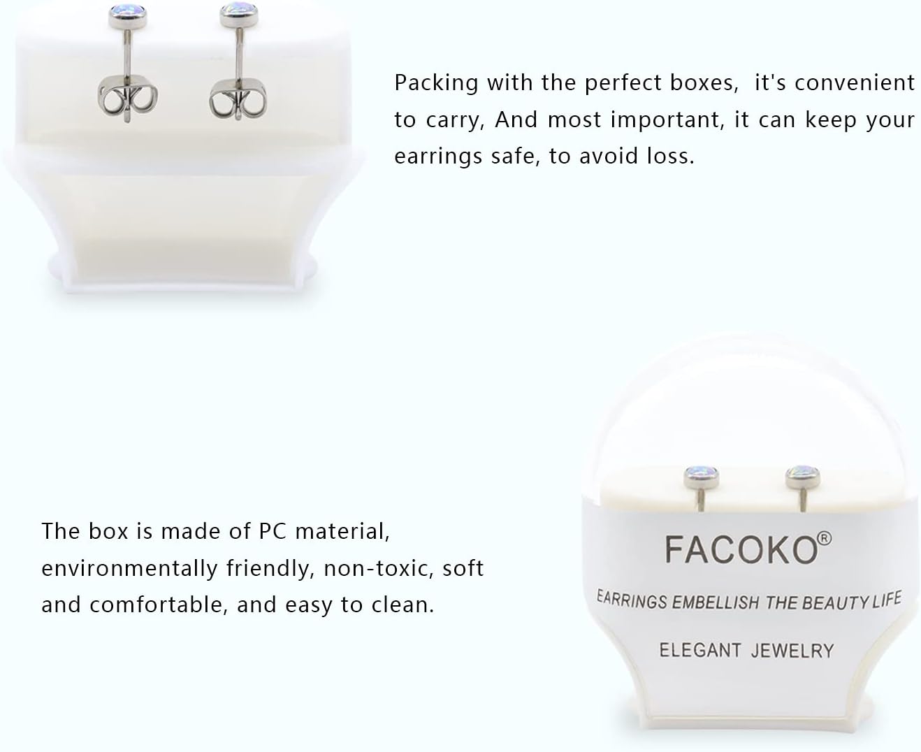 Earrings for Women, Titanium Opal Stud, Non-Nickel Earring, Hypoallergenic Earrings 3mm 4mm 5mm 7mm Round Birthstone Earring Studs for Sensitive Ears - Image 5