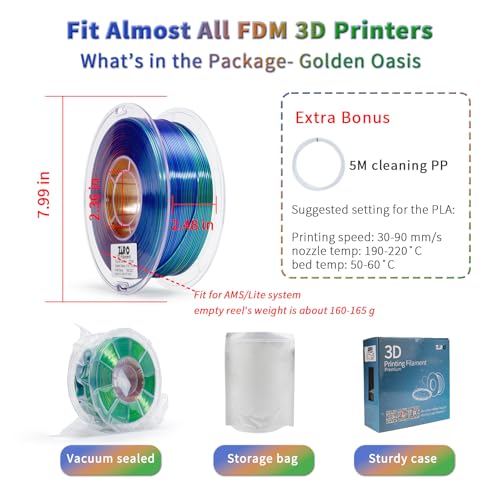 Image of ZIRO PLA Filament 1KG,Silk 3-in-1 Color Co-Extruded Material, Goldern Oasis