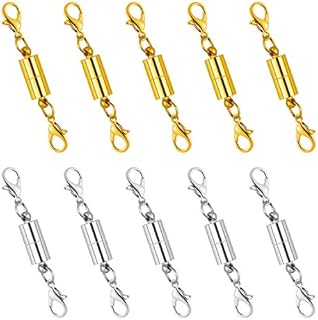 Dreamtop 10X Magnetic Lobster Clasp Magnetic Necklace Clasp Extender for Jewelry Necklace Bracelet (Gold and Silver Color)