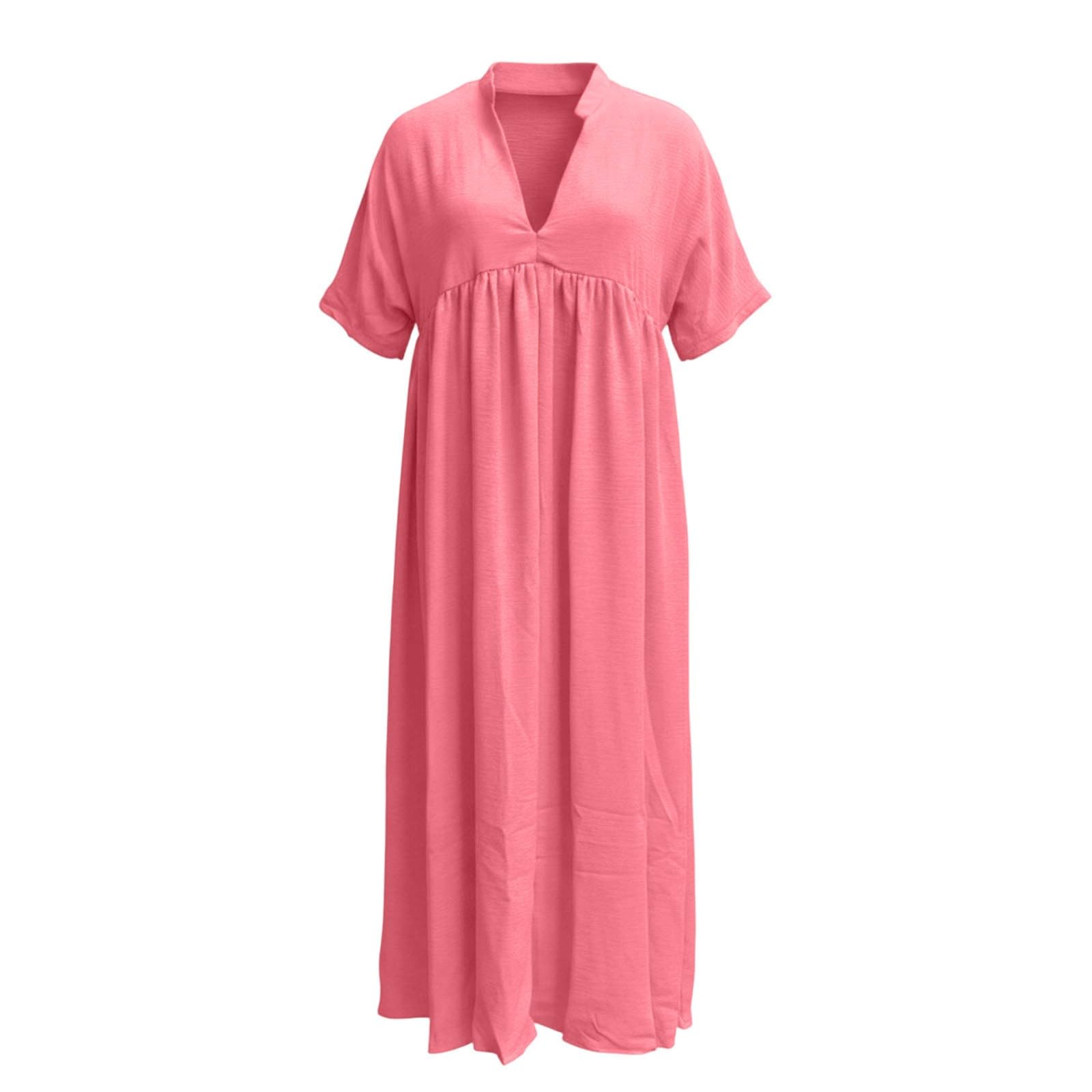 Vestido de Playa Holgado de Color Liso para Mujer con Escote en V.