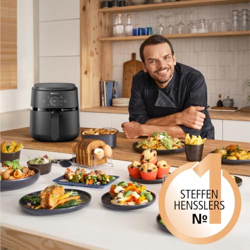 Philips Airfryer 2000 Series 4,2L - Digitaler Touchscreen, 13 Garmethoden, 9 voreingestellte Kochprogramme, bis zu 90% weniger Fett mit RapidAir Technologie, 1500W Leistung, Schwarz (NA229/00) – Bild 5