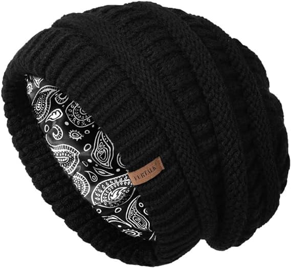 FURTALK Slouchy Beanie Hats for Women Satin Lined Knitted Hat Double Layer So...