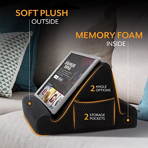 Brookstone Tablet Lap Cushion - Tablet and Phone Holder for Bed, Flights, and Travel, Two Angled Memory Foam Lap Desk for Reading and Hands Free Viewing, Compatible iPad and Kindle Accessories, Black by Brookstone - Image 6
