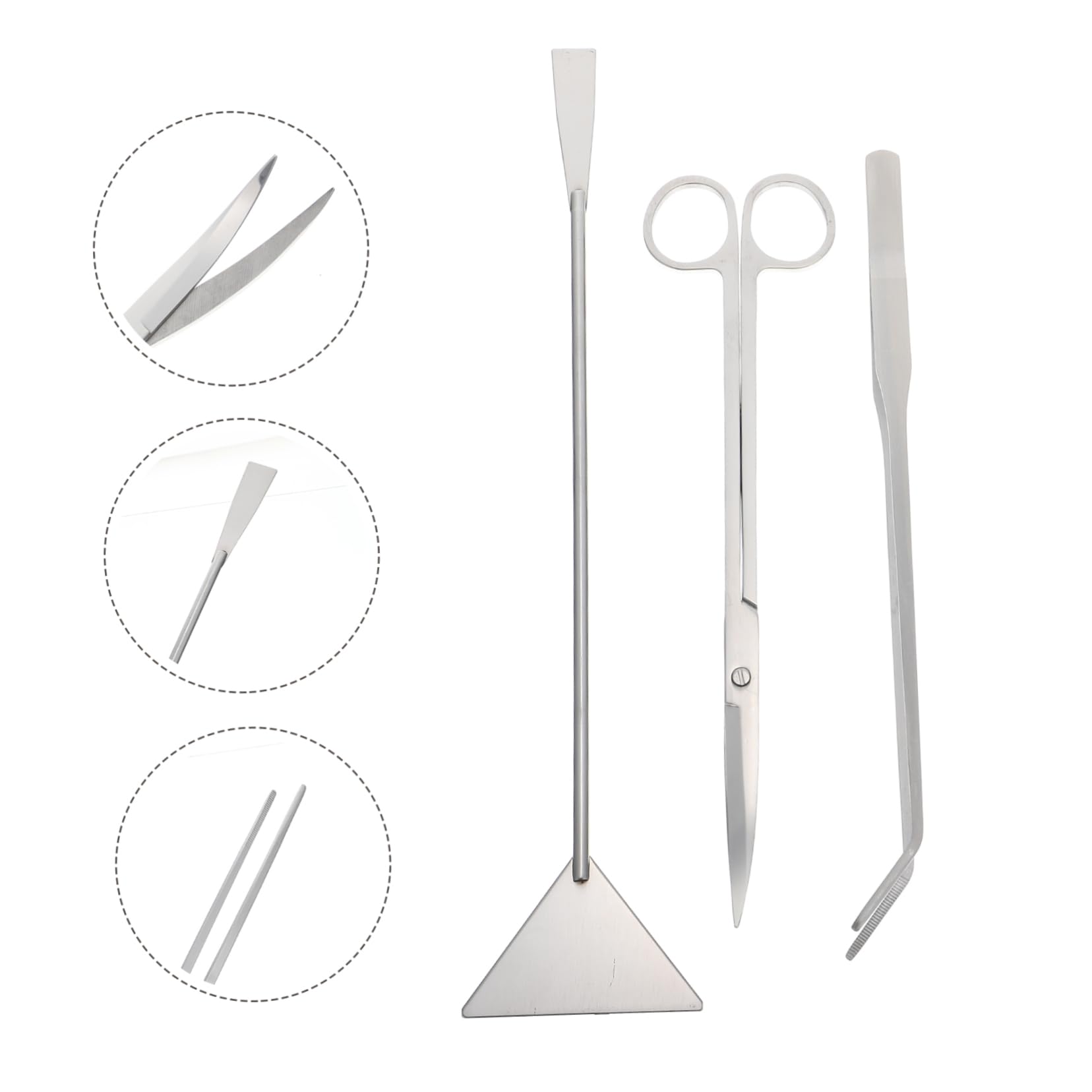 Toddmomy Kit 1 Set of Stainless Tweezer Scissors Shovel and Scraper for Plant Trimming Tank Cleaning and Maintenance