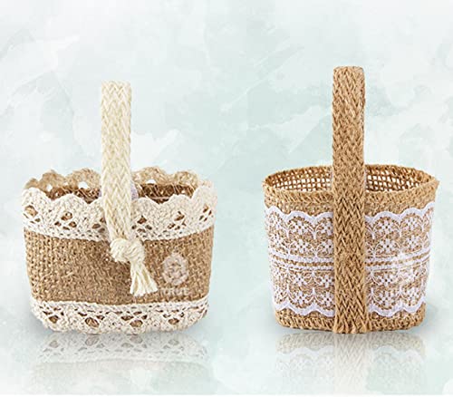 Hochzeit Streukörbchen Geflochtener Blumenkorb 4Pcs Hochzeitskorb Geflochtener Blumenkörbe aus Jute für Hochzeite Hochzeitskorb Geflochtener Hochzeit Mädchen Braut Blume Korb Dekoration