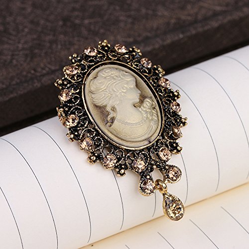 Image of lureme Vintage Elegant Victorian Lady Beauty Cameo with Crystal Brooch Pin (br000017)