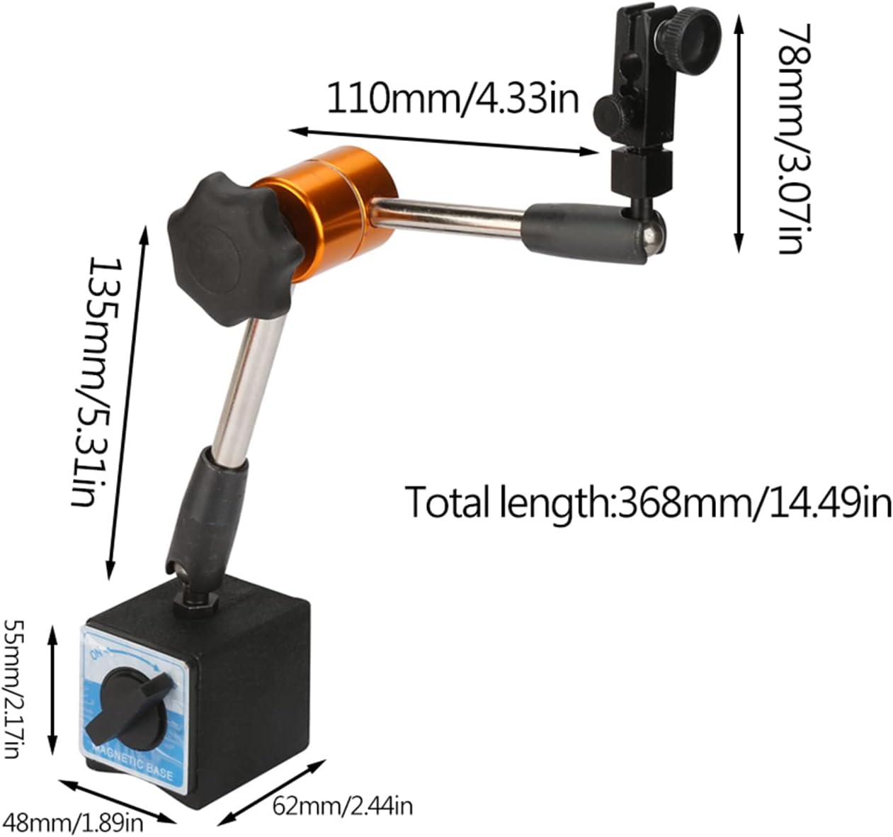 Eujgoov 2PCS Universal Magnetic Base Stand, 368mm/14.5inch Adjustable Magnetic Base Holder Stand for Dial Indicator