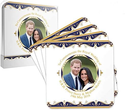 Royal Heritage H.R.H Harry And Megan Markle Wedding Commemorative Coasters, Cork, Multi-Colour, 10.5 x 10.5 x 2 cm