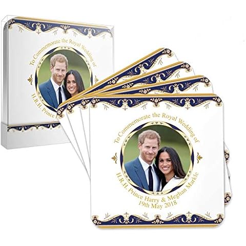 Royal Heritage H.R.H Harry and Megan Markle Wedding Commemorative Coasters, Cork, Multi-Colour, 10.5 x 10.5 x 2 cm Cover