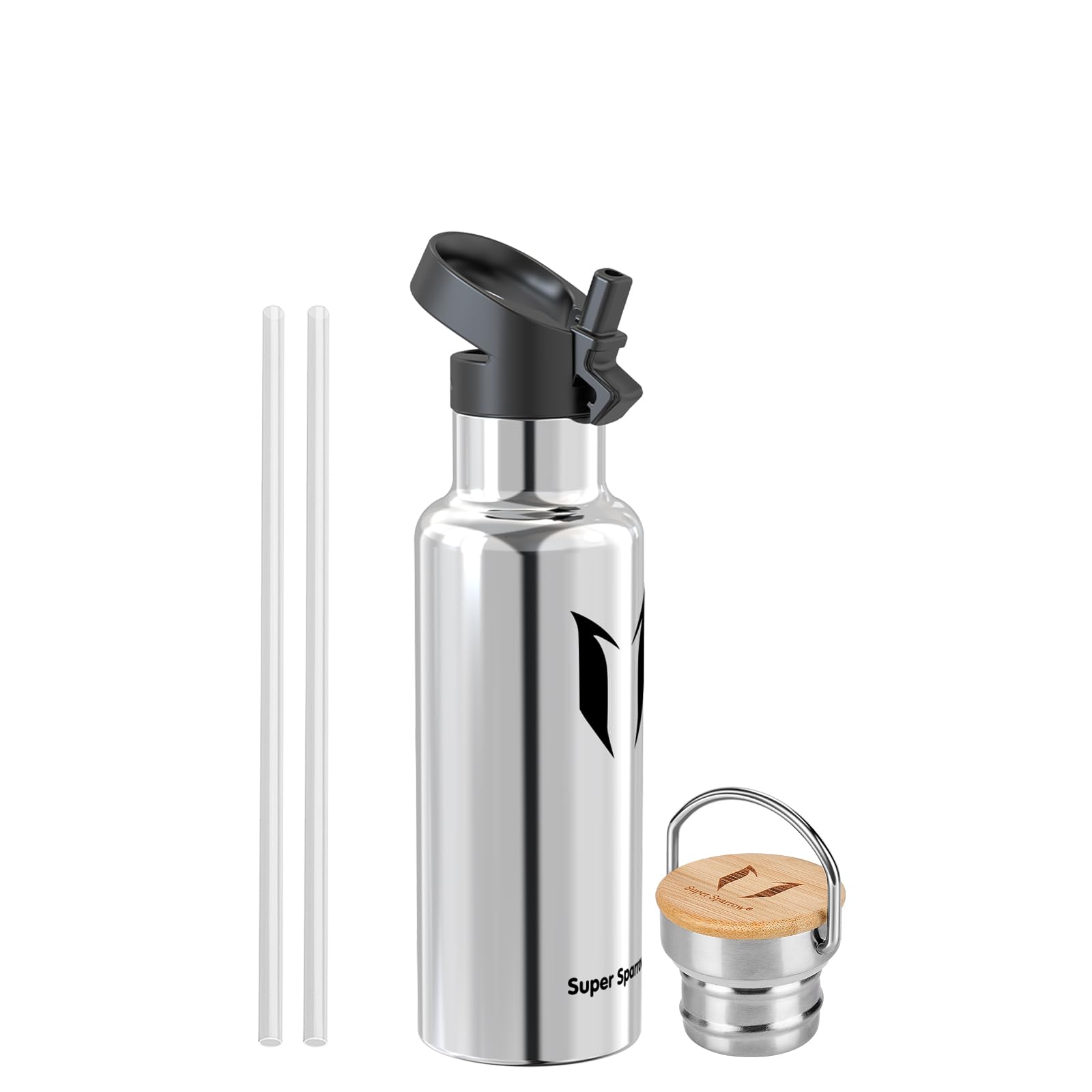 Super Sparrow Borraccia Termica - Bottiglia Termica Senza Perdite - 350ml/500ml/620ml/750ml/1L - Senza BPA Borracce Bambini - Per Scuola, Sport, Campeggio, Palestra, Ciclismo - Con 2 Tappi