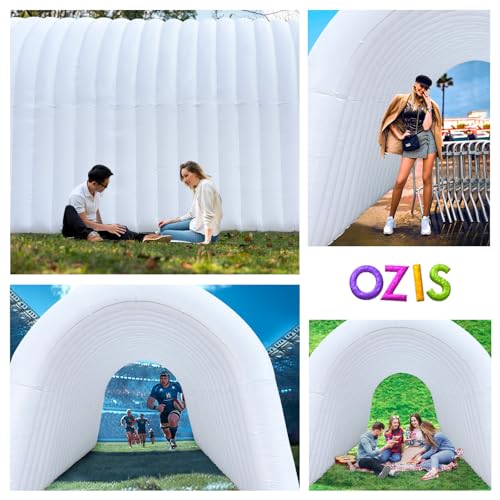 Image of OZIS 24FT Inflatable Tunnel Sports Entrance with Installed Blower Inflatable Tunnel Tent for Business Advertising Event Exhibition Promotion,Street,Shop,Supermarket,School(White, 24x10x10Ft)