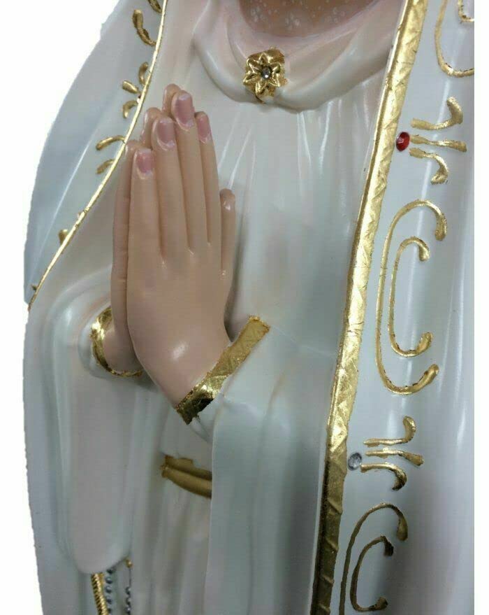 Generico ArteSacraCaravaggio Statua della Madonna di Fatima cm 115 (45,27 inches) in vetro resina con occhi in vetro decorata a mano di produzione artigianale