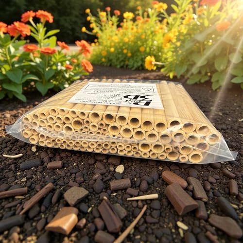 Printin3D Bambus-Niströhren für Wildbienen, 7-12mm Durchmesser, 150mm Länge, 100 Stück Nisthülsen für Insektenhotel, Mauerbienen und Solitärbienen