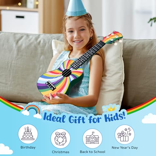 CAHAYA 21-Inch Rainbow Soprano Ukulele Beginner Kit for Kids - Image 6