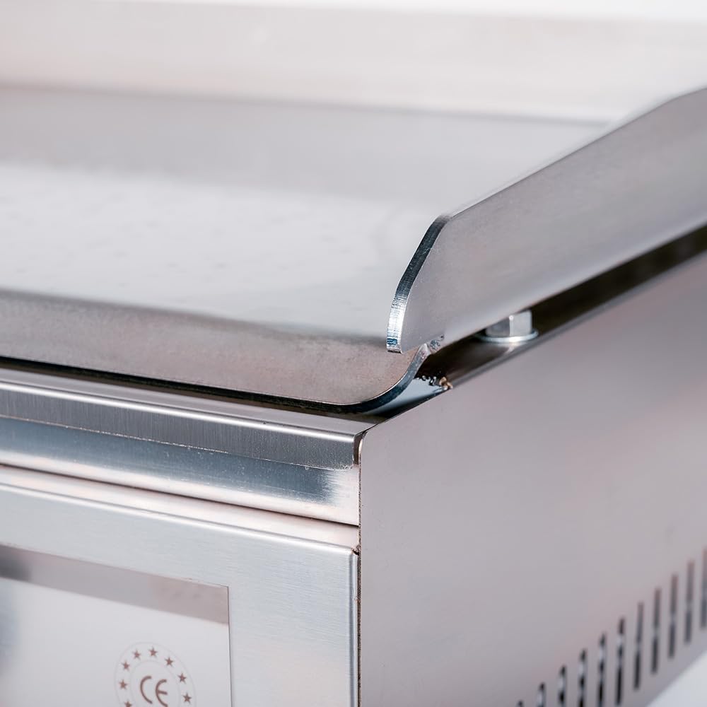 Cleiton® Plancha Industrial de Acero Inoxidable a Gas 50 cm Sobremesa Grosor de la Placa 4 mm para un Rápido Calentamiento con Termopar CE | Potencia 3 kW | Bares y Restaurantes