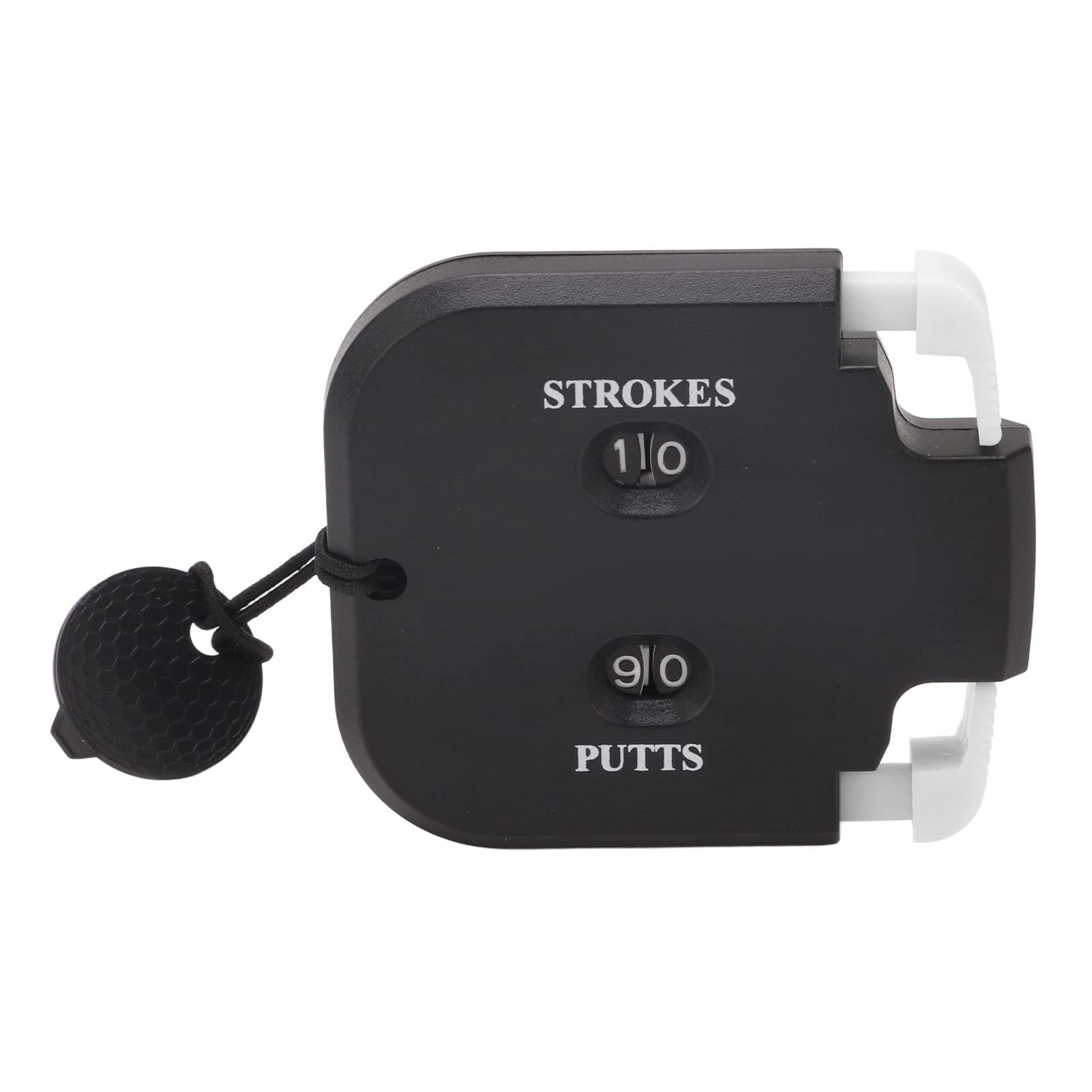 Golf Score Counter, 2 Digits Golf Stroke Counter with Auxiliary Zeroing Function, Golf Shot Count Stroke Putt Score Counter, Pressing Mechanical Scoring Counter for 2 Players(Black Body White Press)