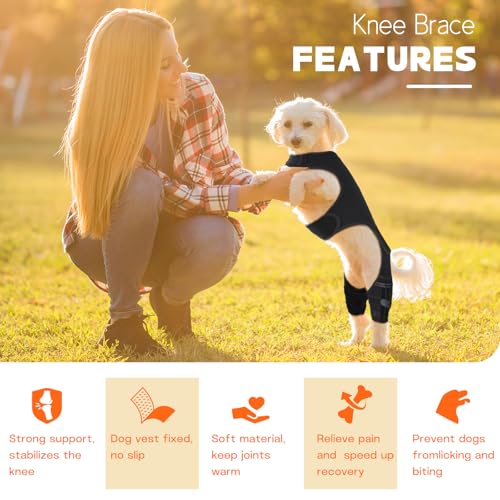 Image of Dog Knee Brace for Hind Legs - Adjustable Dual Dog Leg Brace for Back Leg Helps with Torn ACL /CCL, Luxating Patella, Ligament Injuries, Osteoarthritis,L