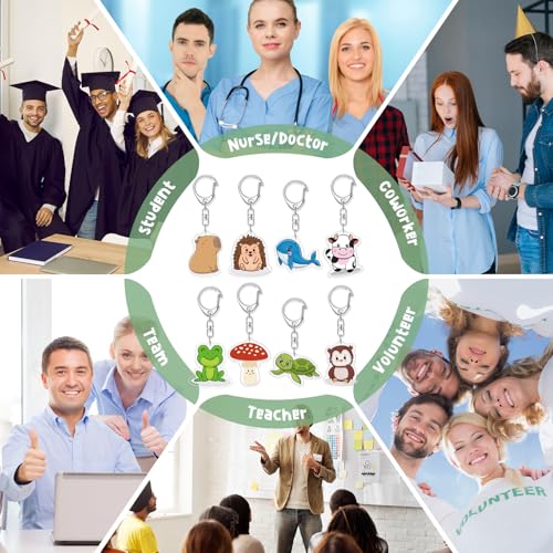 Image of Landical Positive Animal Keychains Bulk, Back to School | First Day of School Gift, Inspirational Cards, Acrylic Charms, Coworker Appreciation, Team Recognition, Group Handouts