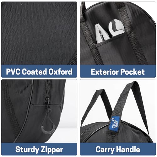 ZELARMAN 14 Inch Jumper Cable Bag,Tools Cable Bag, Cable Storage Organizer With Exterior Pocket For EV Charging Cables for Electric Vehicles,Extension Cables