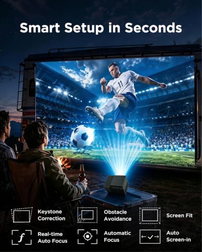 TCL PlayCube 1080P FHD DLP Projector, Portbale Projector Compatible with Google TV & Netflix, 750 ISO Lumens, 4K Supported, Built-in 66Wh Battery, Up to 150'' Screen, Auto Focus & Keystone - image 7