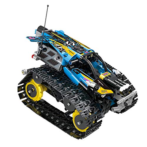 Fine 2.4G Off Road Car Model Vehicle, 4 Wheel Drive,Two Way Transmission,DIY Assembled Building Blocks Educational Toy Car Wireless Remote Control Car Gift (Blue)