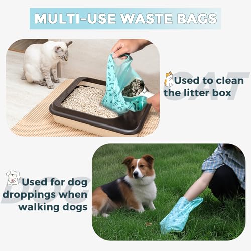 PAWSHOLIC Cat Poop Bags Cat Litter Bags with Handle, 180 Counts, Cornstarch Based Extra-Thick&100% Leak Proof Pet Waste Pick Up Bag (Lavender Scented) - Thumbnail 4