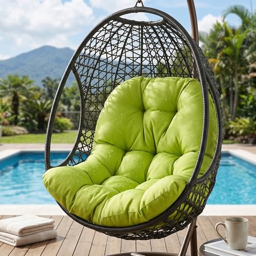 Coussin de chaise œuf suspendu 120x80cm vert clair en tissu brossé confortable pour jardin - 4
