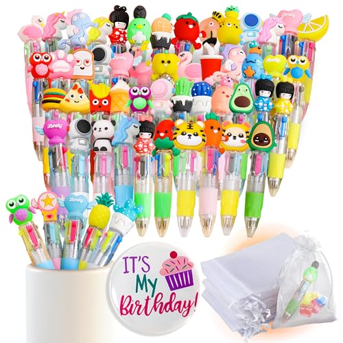 Pack 31 Boligrafo 4 Colores,31 Bolsa,1 Chapa,Regalitos Cumpleaños Invitados Niños,Pack Regalos Cumpleaños Niños,Detalle cumpleaños Infantil,Bolis de Colores Bonitos,Juguetes Piñata cumpleaños Infantil