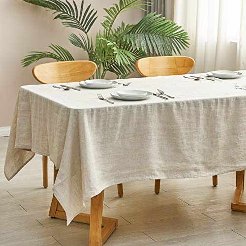 Cussiou Linen Table Cloth, 100% Pure Linen Tablecloth 60 X 108 Inches For 8-Foot Rectangle Tables, Washable French Flax Table Cloths For Spring, Party, Indoor, Outdoor Kitchen Dining Table (Nature) #TOP2