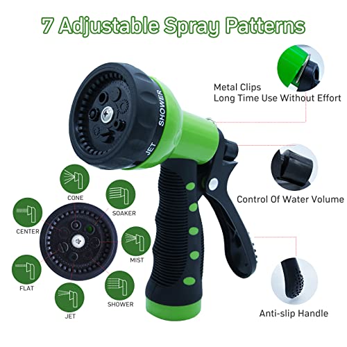 Dtrk Garden Hose 5/8 In. X 100 Ft Durable Water Hoses With 7 Function Hose Nozzle, Lightweight Kink-Free Flexible Garden Hoses, Extra Strength Fabric Yard Hose For Watering Cleaning（Black） #TOP2