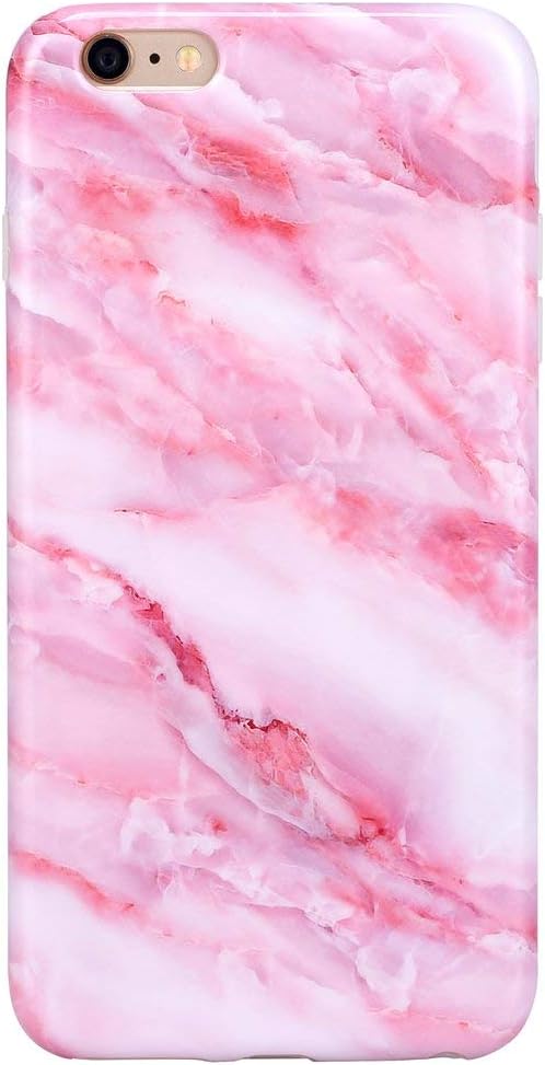 GOLINK Glossy Marble Series Slim-Fit Anti-Scratch Shock Proof Flexible TPU Gel Case for iPhone 6/iPhone 6S Plus 5.5"-Pink Marble