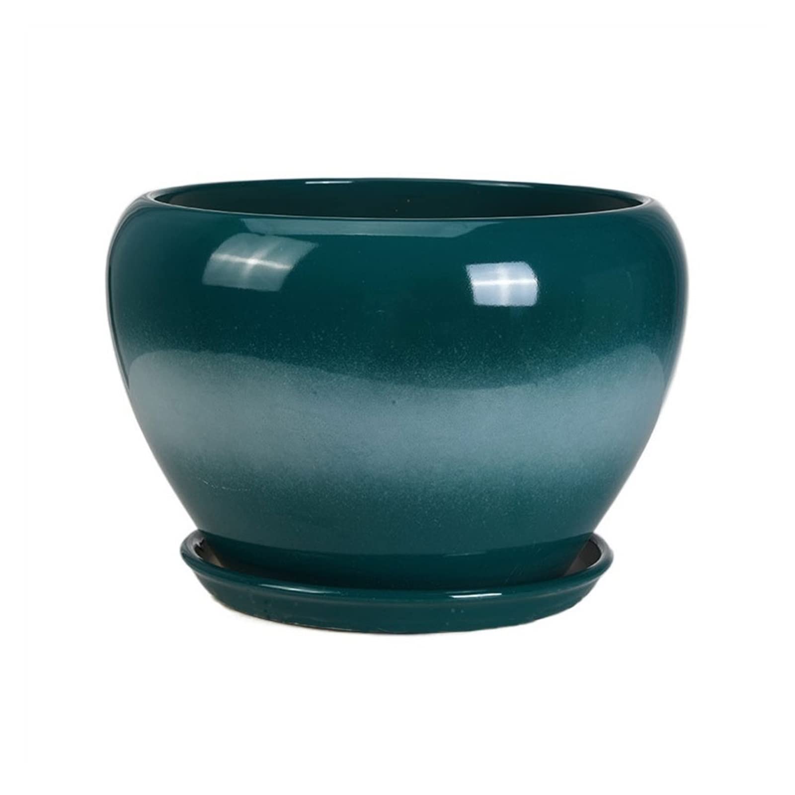 Pot pour plantes d'intérieur en céramique taille M avec soucoupe et drainage