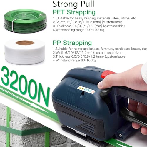Machine de cerclage électrique – Outil de cerclage automatique portable pour sangles en plastique PP/PET, kit de tendeur d'emballage portable avec piles