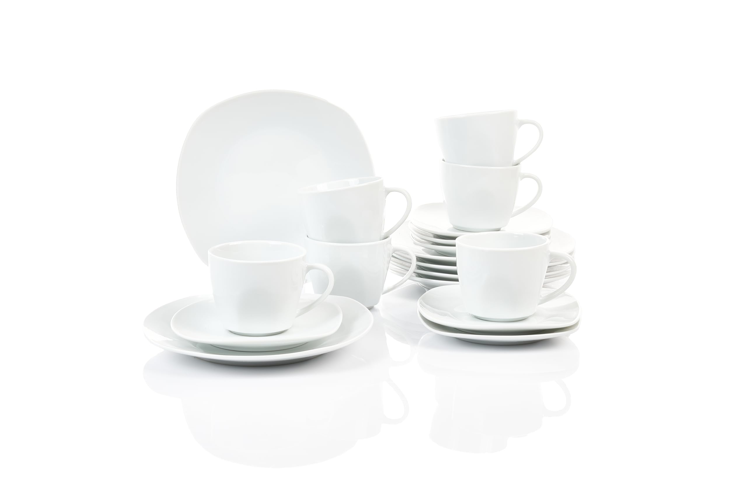 Retsch Arzberg/Geschirr Kaffeeservice FINO/Set 18teilig für 6 Personen/Porzellan eckig uni weiß/Basic-Geschirr