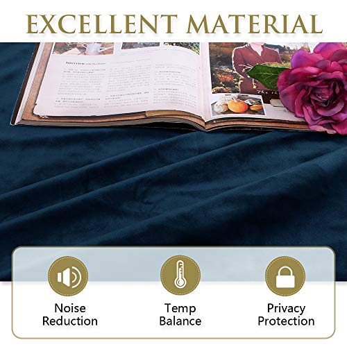 Stangh Navy Blue Velvet Curtains 96 Inches Long For Living Room, Luxury Blackout Sliding Door Curtains Thermal Insulated Window Drapes For Bedroom, W52 X L96 Inches, 1 Panel #TOP6