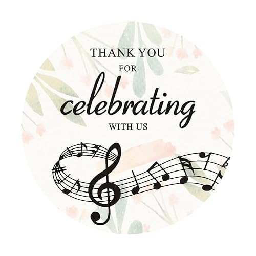 2" Round 50 Pack of Music Note Label Stickers Music