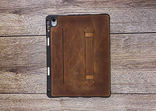 Venito Lecce Leather Wallet Case Compatible With Ipad Pro 11, 2018 - Flex Handle Tablet Wallet - Antique Brown #TOP1