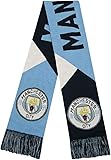 Icon Sports Officially Compatible with Manchester City Soccer Supporter Scarf – Vertical Stripe Knit Fan Scarf